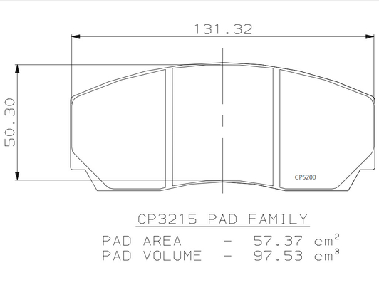 HP1000 JK5200 Caliper Auto Brake Pad Semi Metallic Friction Surface 50mm