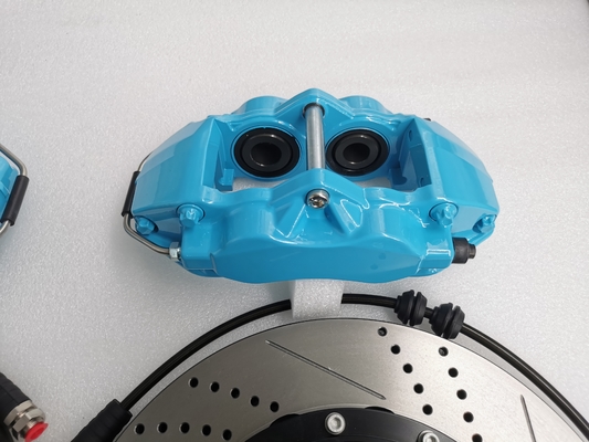 9200 Blue Caliper 4 Pot Brake Kit 330*28mm Drilled Line Disc Fit 17 Inch Wheel