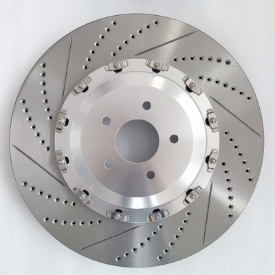 Sliver Anodized Cast Iron Brake Disc 410*36mm Drilled Slotted Rotor Floating Center