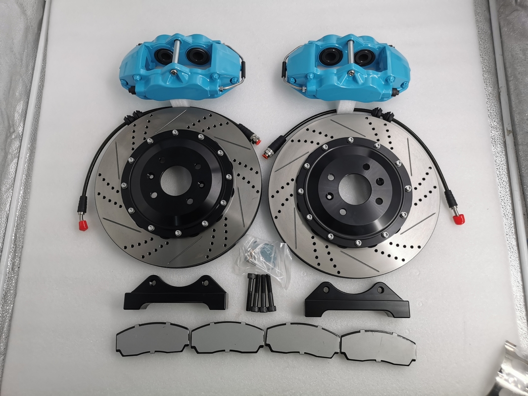 9200 Blue Caliper 4 Pot Brake Kit 330*28mm Drilled Line Disc Fit 17 Inch Wheel