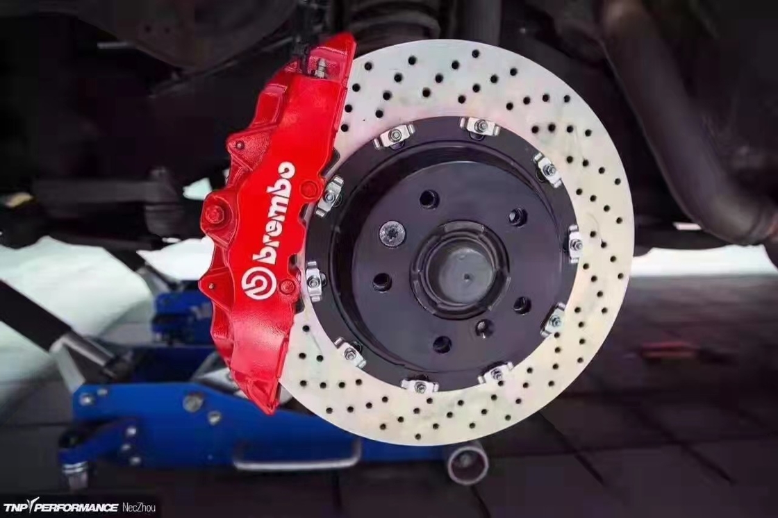 Cast Iron 8 Pot Brakes Calipers 362*32mm Drilled Slot Disc For Audi S3 Rim 19